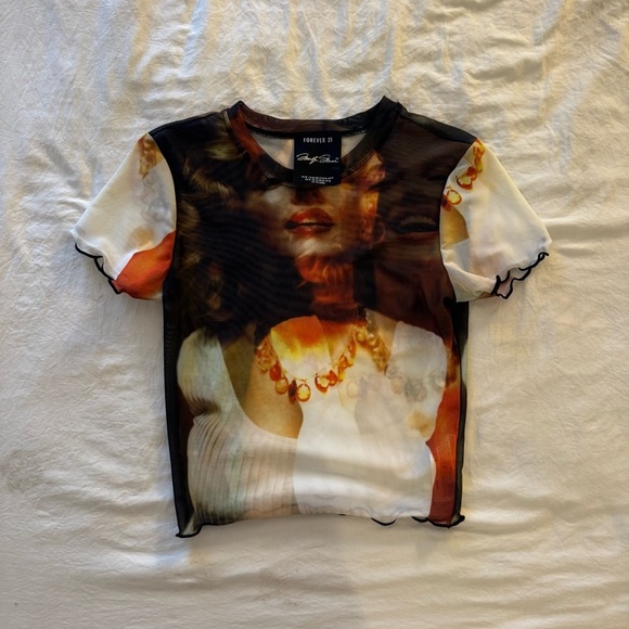 Forever 21 Marilyn Monroe Sheer Graphic Tee | size M | brand new - Picture 2 of 10